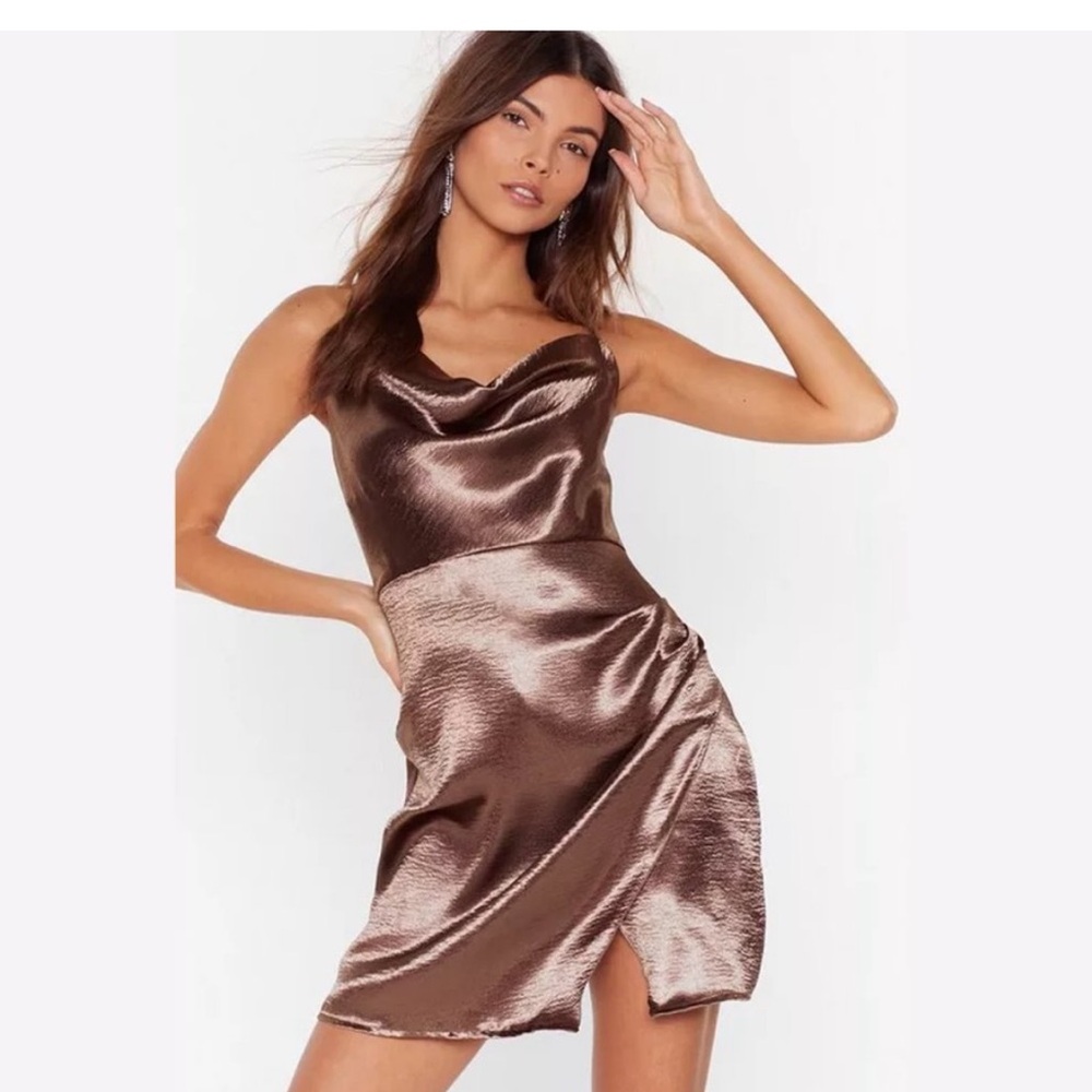 NWT cowl neck satin dress